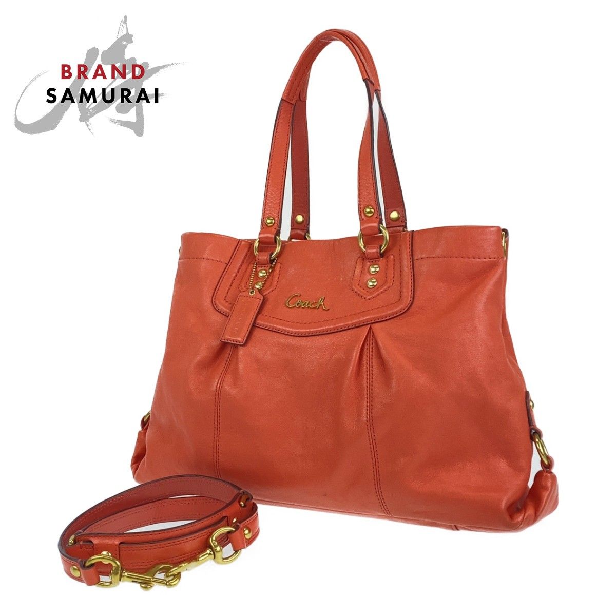 COACH コーチ オレンジ ゴールド レザー F19243 2wayショルダーバッグ 