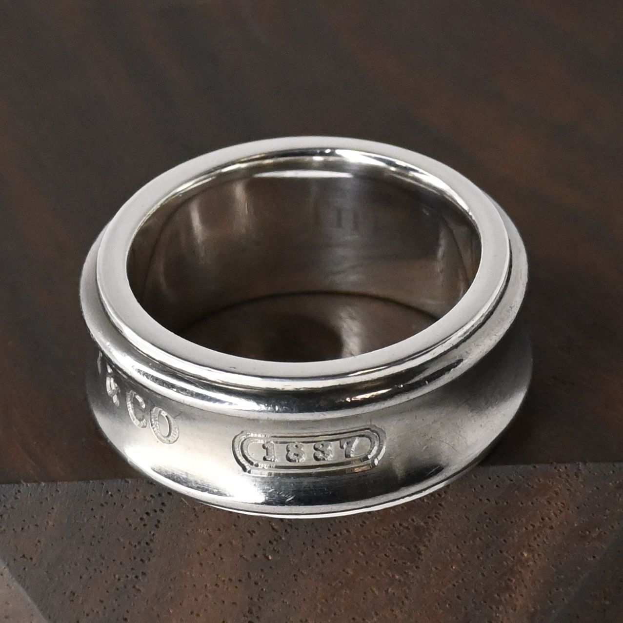 研磨済】TIFFANY＆Co. ナロー チタン リング 9.5号 シルバー925 