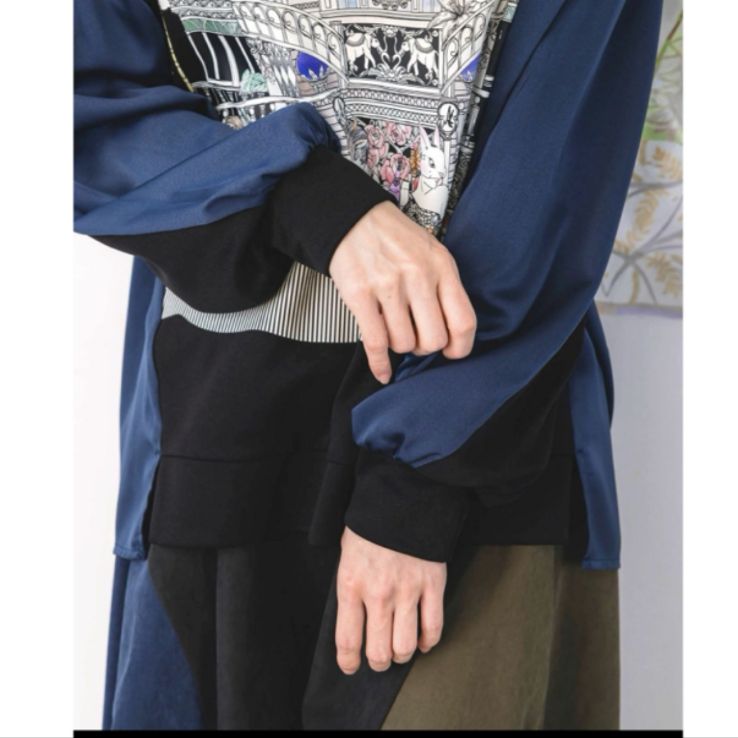 iS ScoLar クラシカル動物配色プルオーバー ドルマンスリーブ トレーナー スウェット 