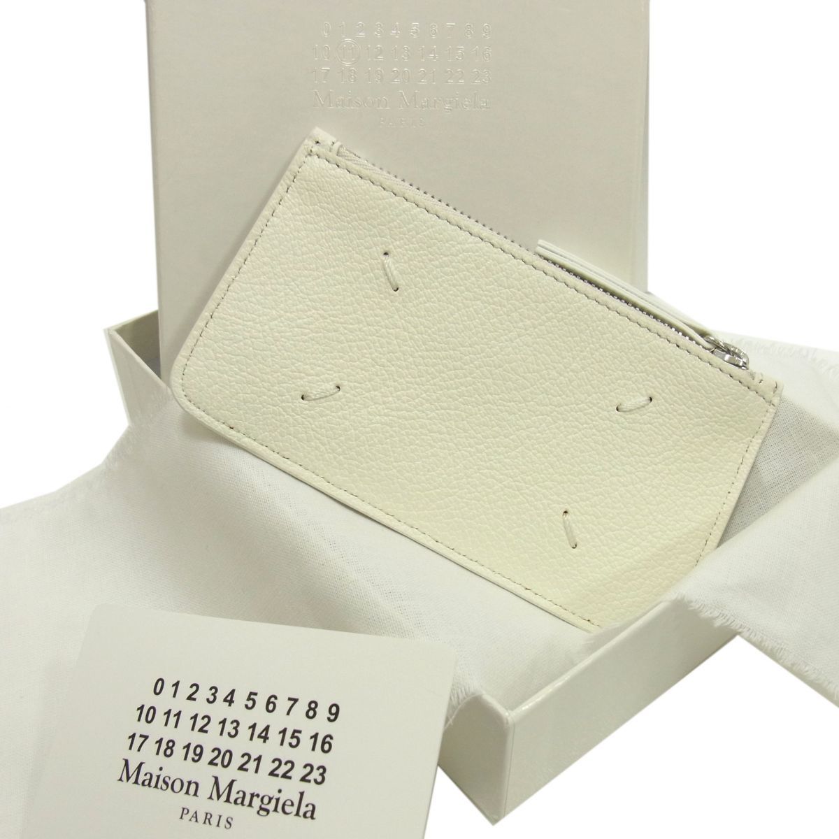 美品 23ss☆Maison Margiela ケース 4ステッチ カードケース フラグメントケース イタリア製 男女兼用 山羊革 メゾンマルジェラ 美品 23ss☆Maison Margiela コインケース 4ステッチ カードケース