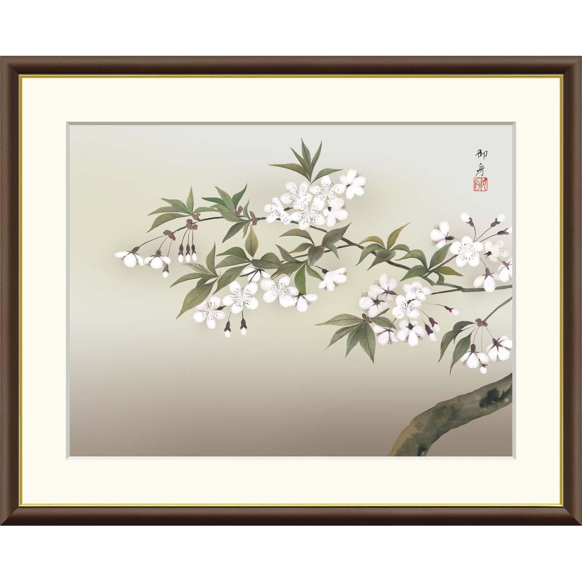 種類1：f4 額絵 酒井抱一 梅椿に鶯図 f8・f6・f4サイズ 日本の名画