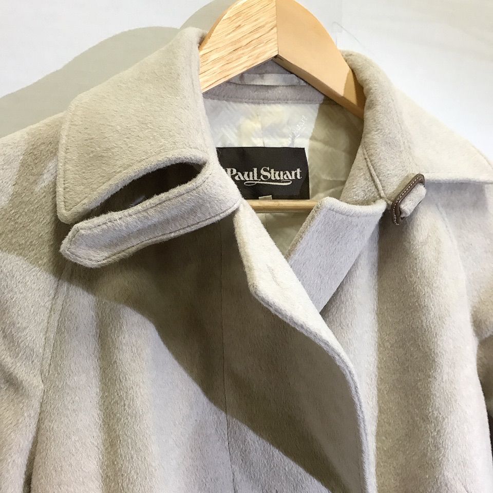 新品タグ付き　ポールスチュアート ロングコート アンゴラ混 ベージュ　ベルト付き Paul Stuart ポール スチュアート ロングコートベルト付 アンゴラ混
