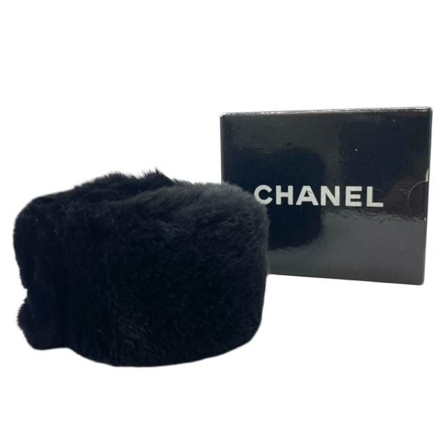 CHANEL シャネル ラパン ファー ブレスレット バングル リストバンド アクセサリー 小物 ファー ブラック 黒