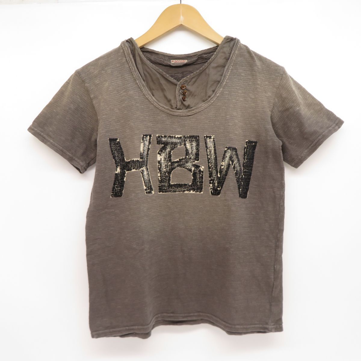 キャピタル　KAPITAL Tシャツ　長袖　刺し子　加工　サイズ2 KAPITAL キャピタルアミューズニット ルイスTシャツ 半袖
