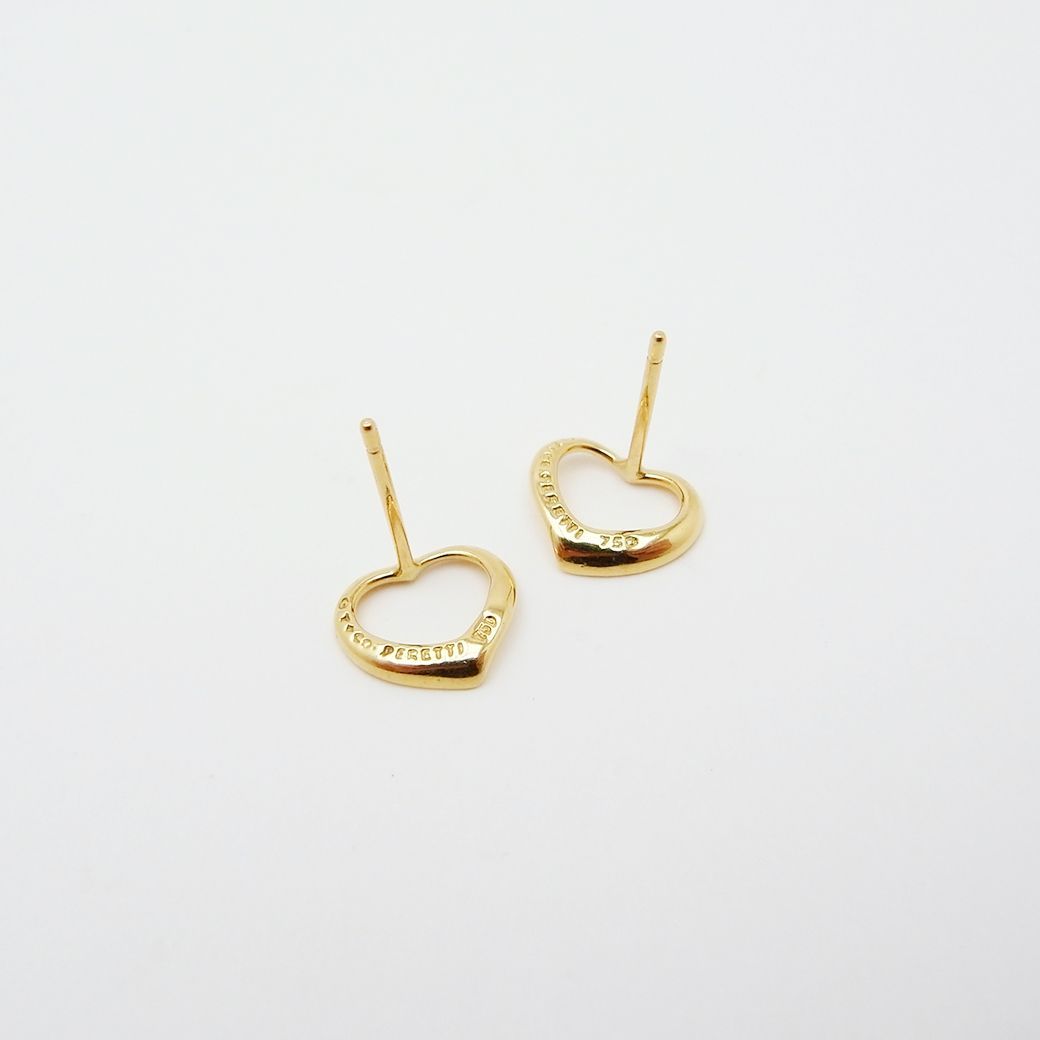 ティファニー オープンハート ピアス 750YG SAランク ティファニー