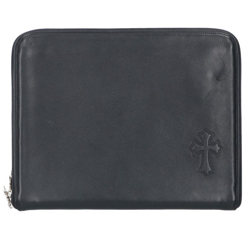 クロムハーツ クロスパッチ付きレザークラッチバッグ メンズ