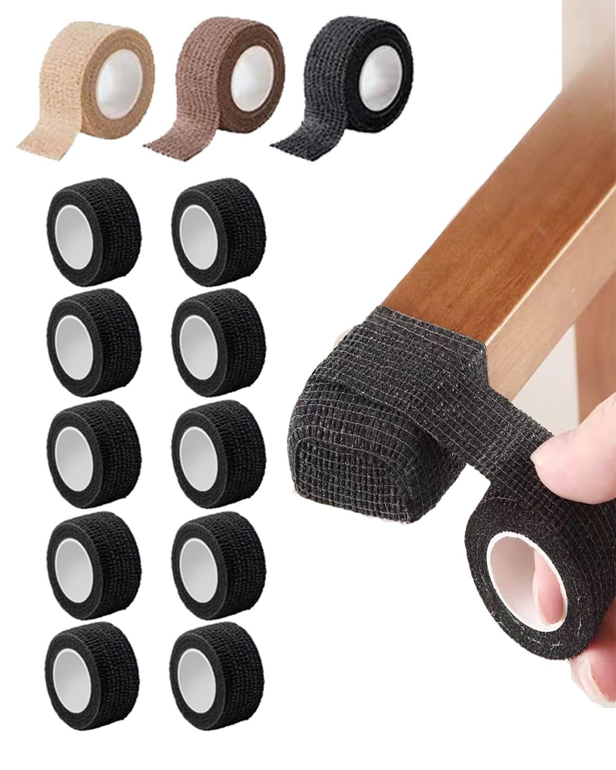 【新着商品】- 多機能なテーブル＆チェア保護テープ 無痕、滑り止め、騒音軽減 傷防止 丸・角脚兼用 椅子足キャップ 椅子の足カバー 椅子の脚カバー (ブラック-10個) シリコン 椅子足カバー