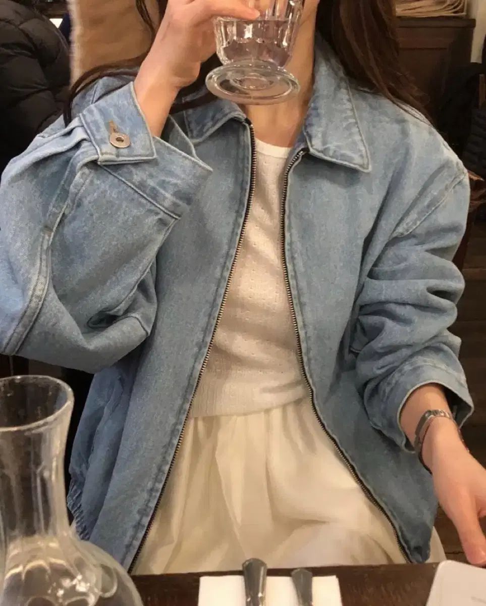 オブジェ メッセージ ジップアップ デニム ジャケット