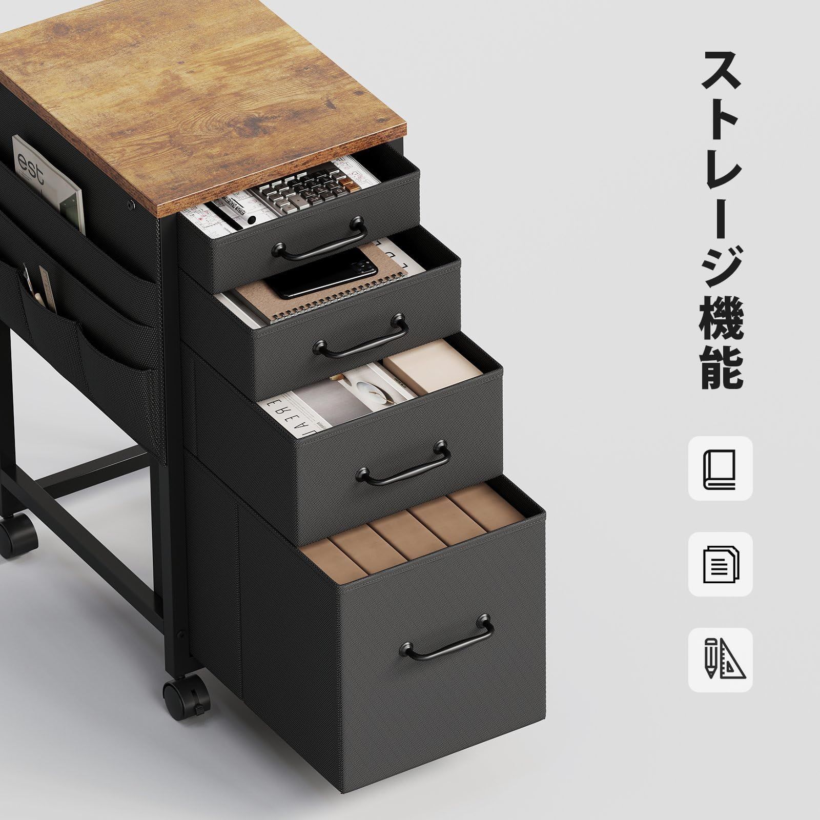 パソコンデスク PCデスク キャビネット型　プリンターワゴン　完成品 日本製 楽天市場】PCワゴンL プリンター 収納 在宅ワーク モニター