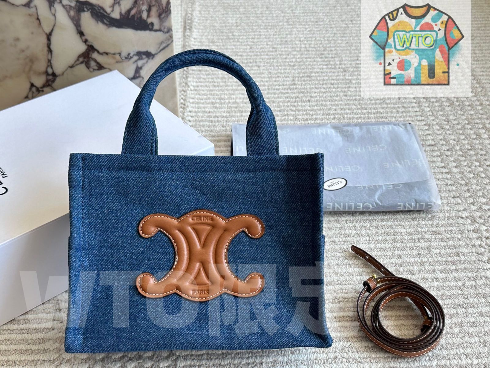 CELINE 2025 ショッパーバッグ - デニム素材 25×18cm | ♥品 -WT0輸入