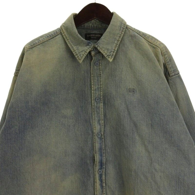 バレンシアガ BALENCIAGA オーバーサイズ ウォッシュ デニムシャツ ジャケット 長袖 678363 インディゴ S
