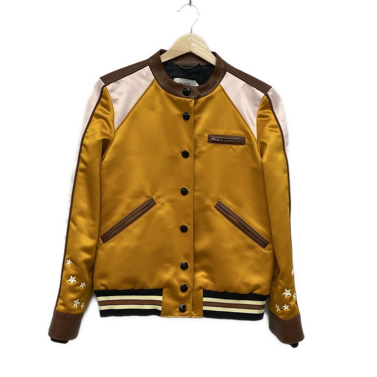 COACH コーチ ライダースジャケット サイズ155 88A レディース - ダークイエロー×ダークブラウン×マルチ 長袖 秋 冬