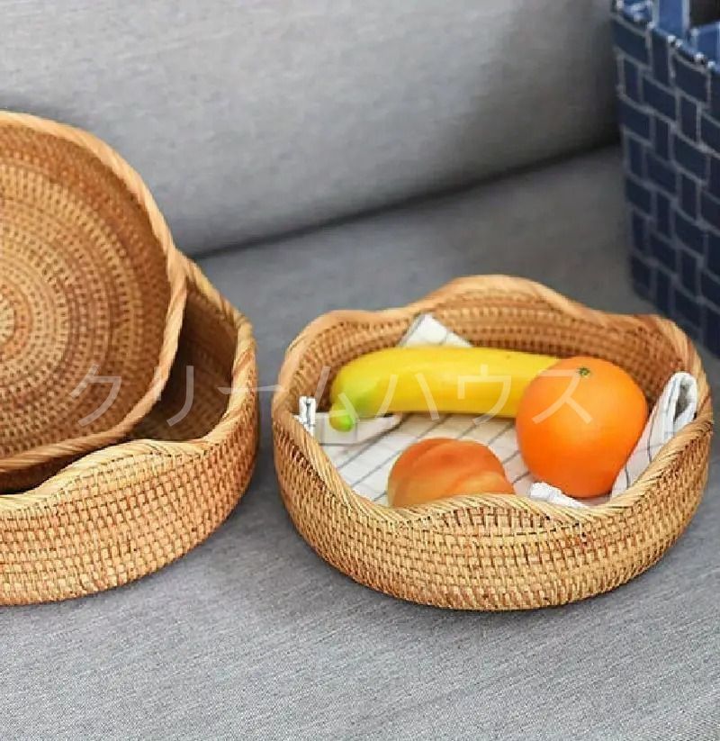 SUMNACON 藤編みかご バスケット 小物入れ 天然籐 ハンドメイド