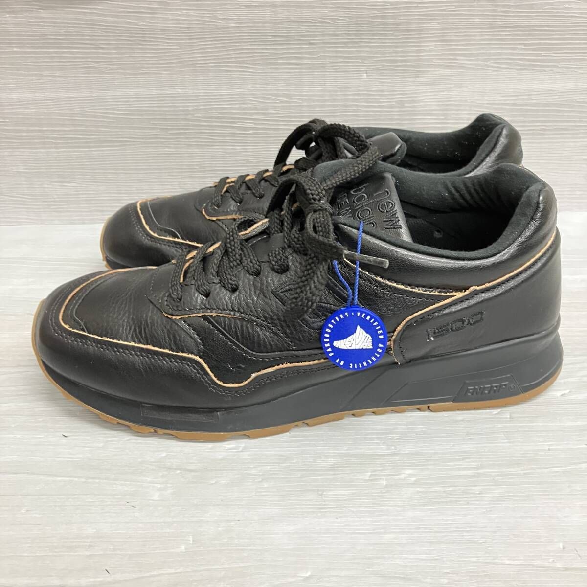 new balance ニューバランス U1500KBI Edge Leather イギリス製 ブラック スニーカー 7 FAKE BUSTERS鑑定バッヂ付き 箱あり