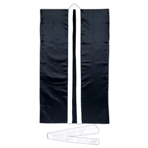 【新品】 【10個セット】 ARTEC サテンロングハッピ黒(襟銀)L ハチマキ銀付 ATC3153X10
