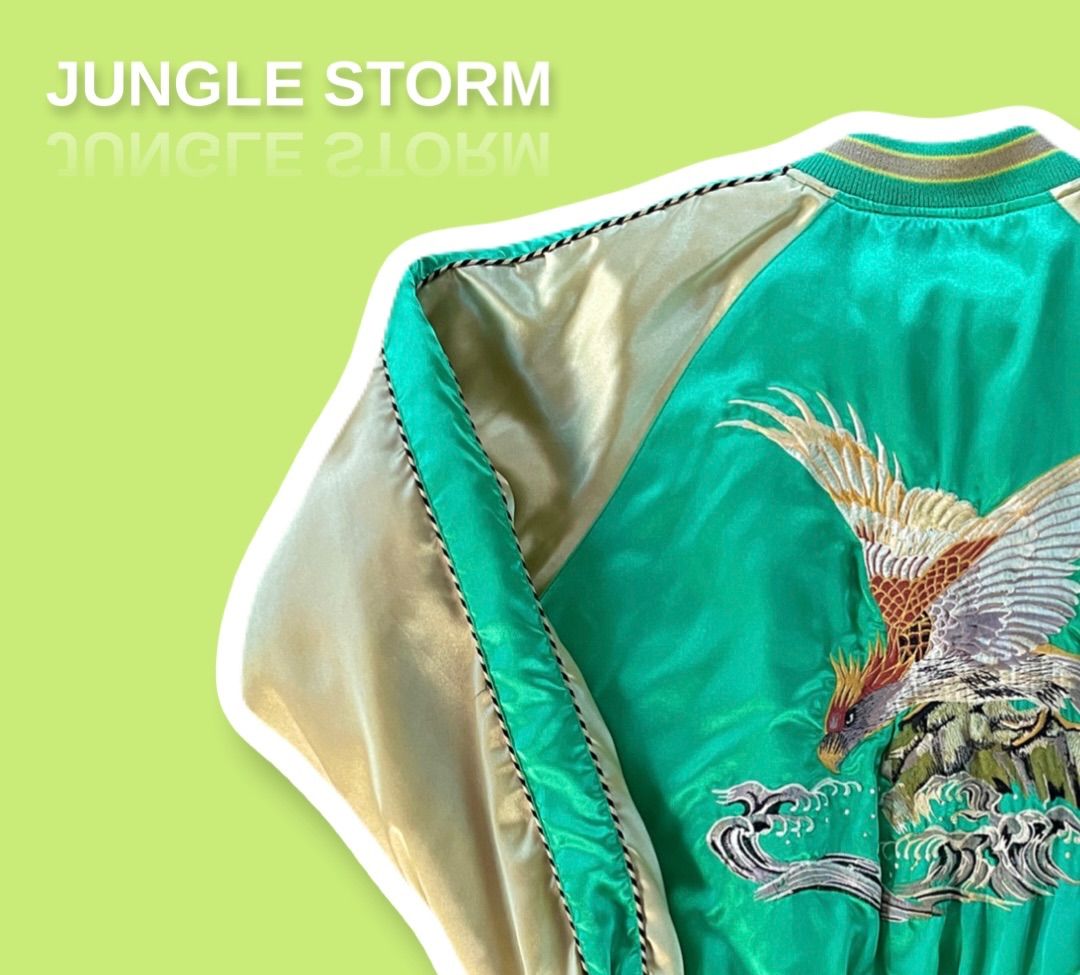 JUNGLE STORM スカジャン スーベニア キルティング 鷹 刺繍