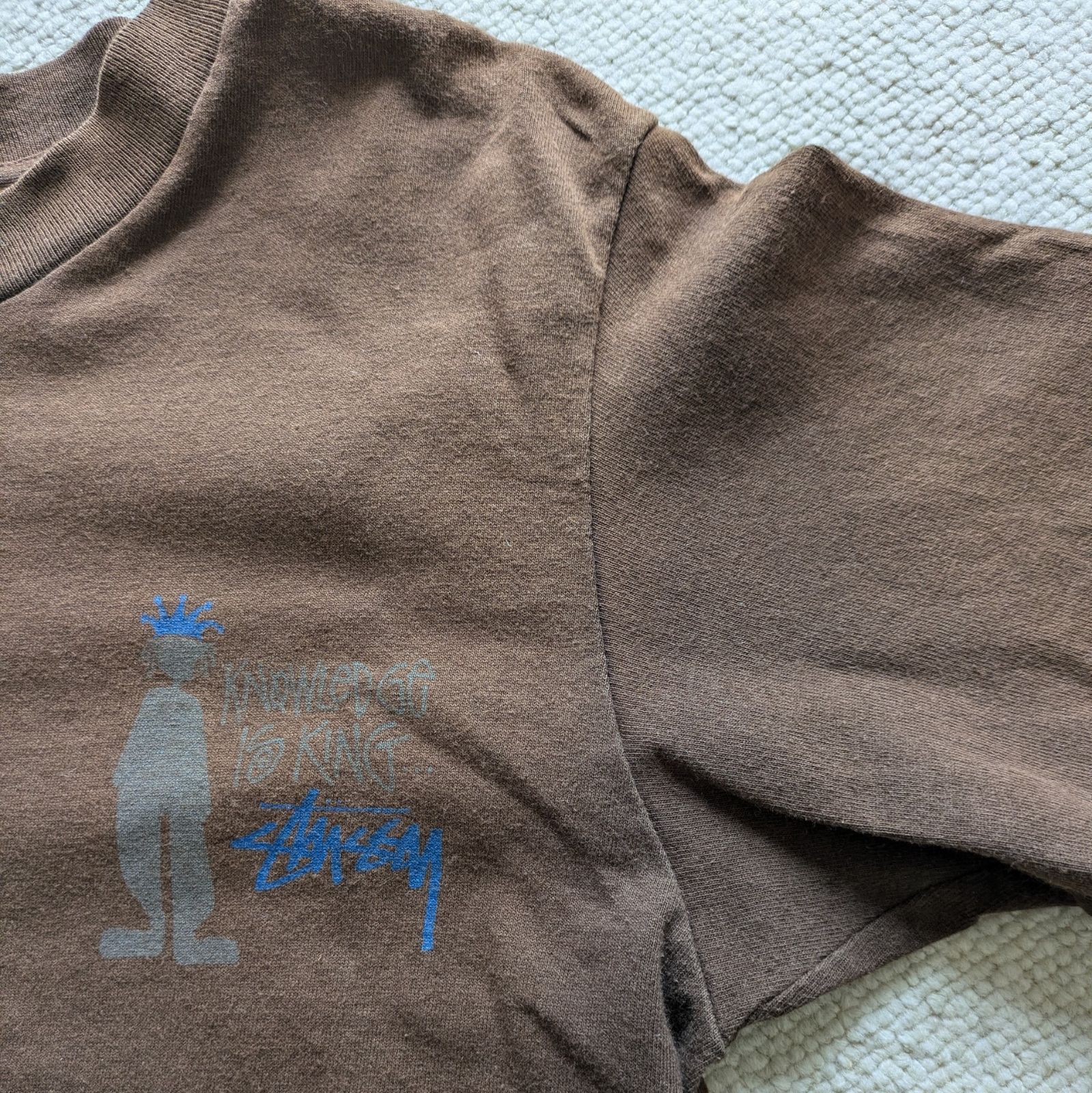90s old stussy 白タグ Tシャツ シャドーマン サイズS ブラウン - メルカリ