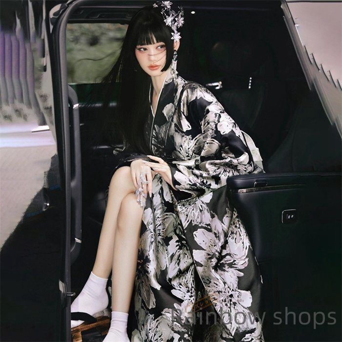 人気浴衣　レディース　新品未使用 新品未使用】浴衣 和服 浴衣 レディース 黒 ゆかた 女性 浴衣