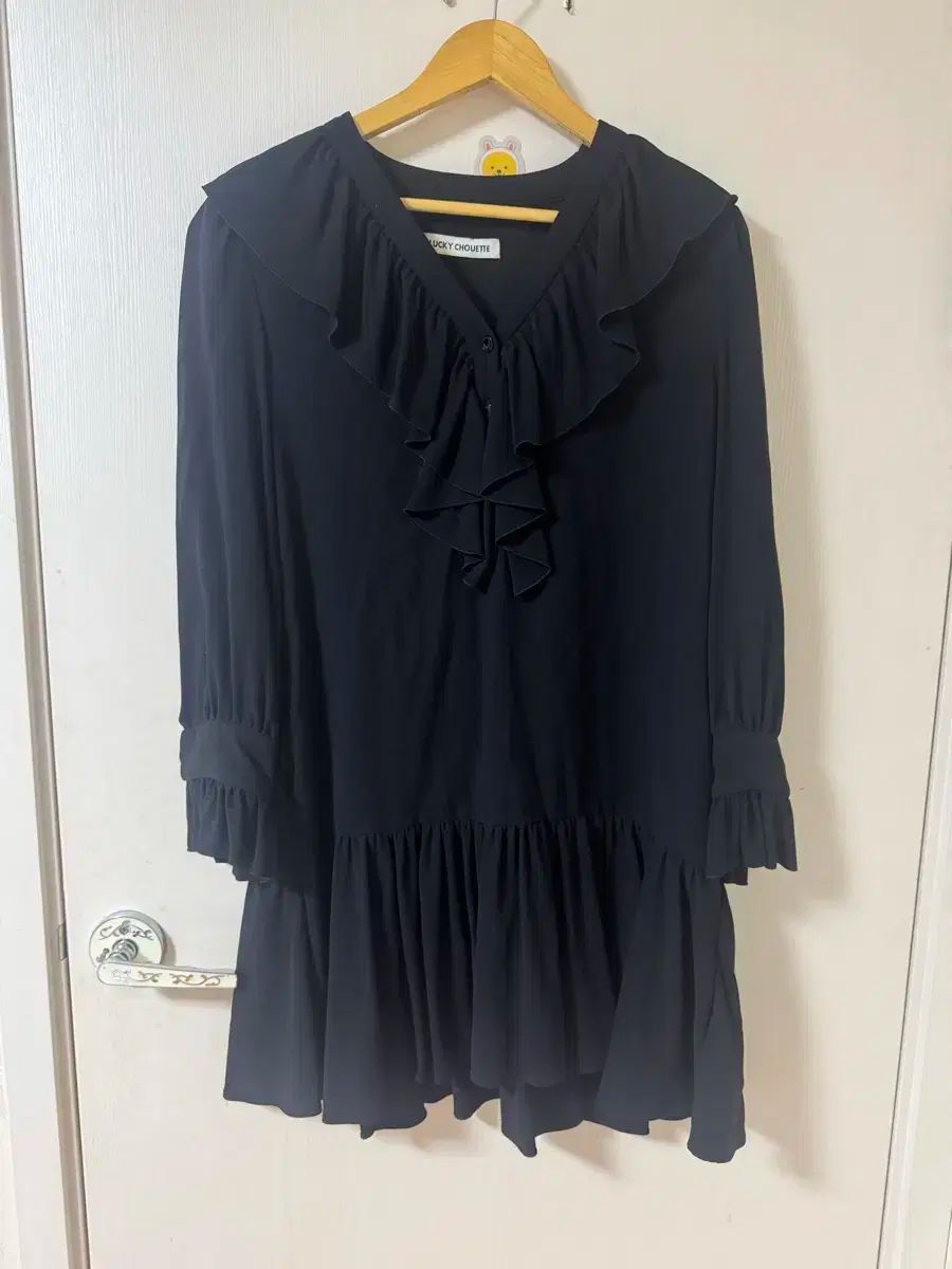 36 LUCKY CHOUETTE ラッキーシュエトゥ フリル ロング スリーブ ワンピース