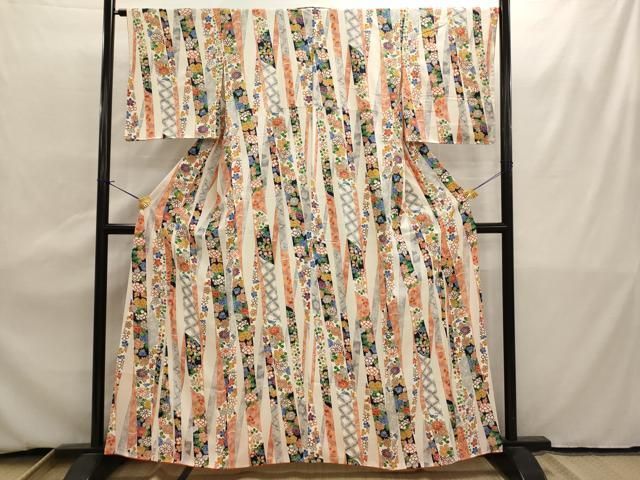 平和屋着物□上質な小紋 草花間道 正絹 逸品 未使用 AAAZ3893ru