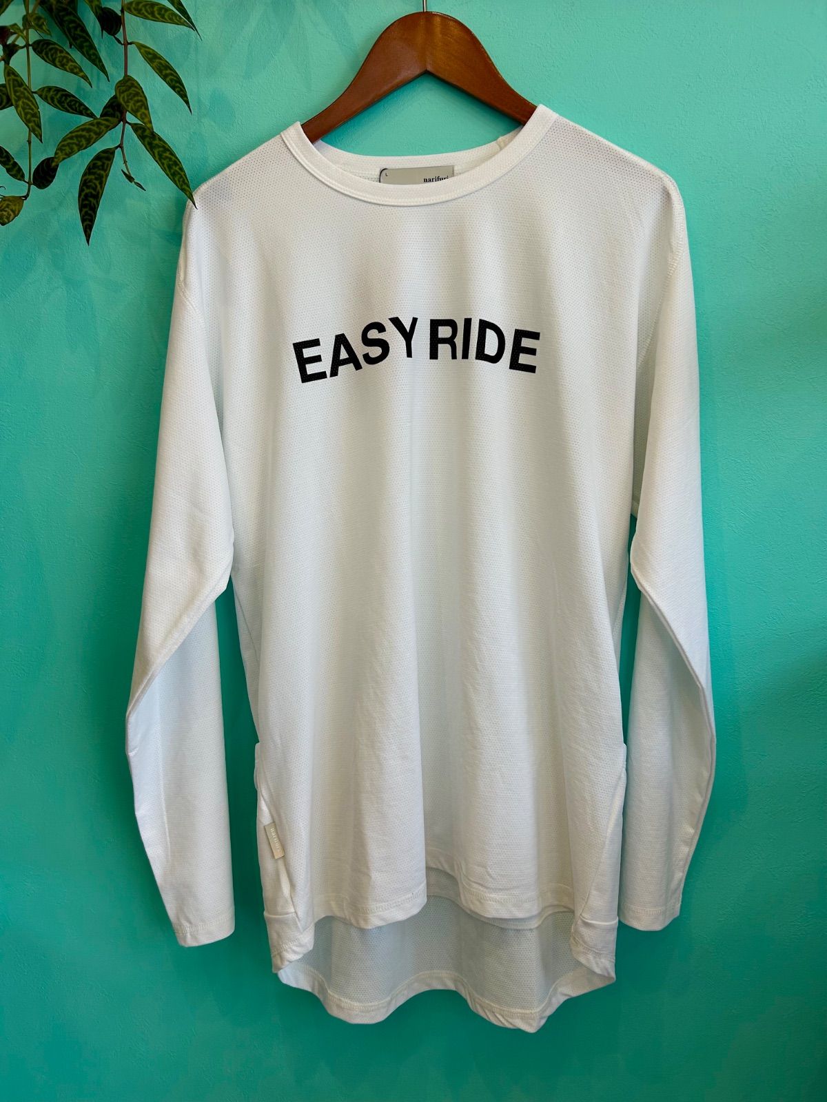 ナリフリ アクティブメッシュロングTシャツ 白