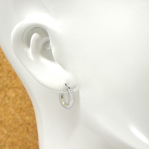 K18WG フープ ピアス 直径1.5cm 幅3mm ホワイトゴールド パイプ