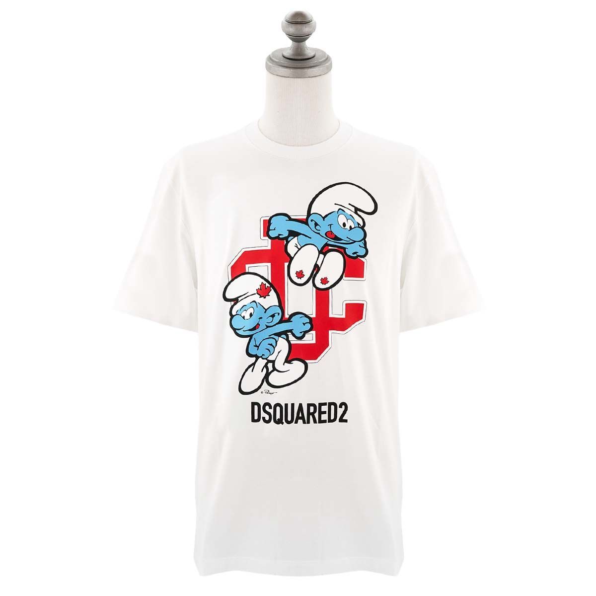 DSQUARED2 ディースクエアード 半袖Tシャツ S78GD0092 S24558 SMURFS REGULAR T-SHIRT メンズ 男性 スマーフ コラボ 100 WHITE ホワイト