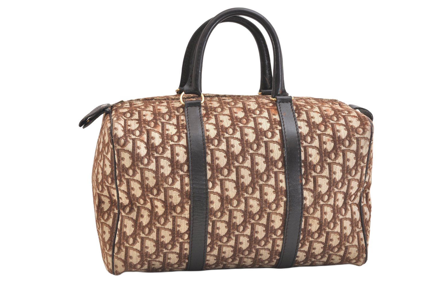 Christian Dior ディオール トロッター ボストンハンドバッグ キャンバス レザー ブラウン 2431N