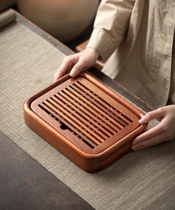 無垢材のシンプルな小さなティートレイ家庭用シンプルなティーテーブル1人用水貯蔵茶海茶セットトレイ乾燥茶トレイ
