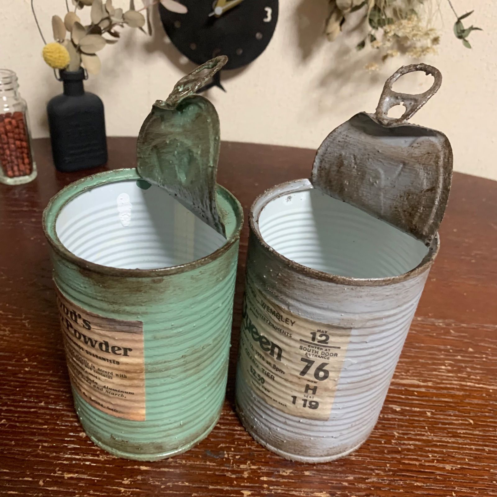 蓋付きトマト缶 リメイク缶 2個セット (ナチュラルミント・ライト