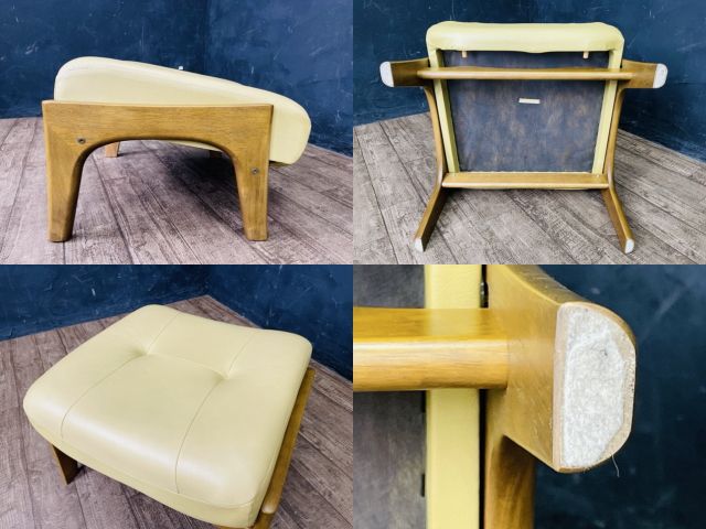 【美品】カリモク　チターノ　 オットマン　ベージュ　　本革　スツール スツール・オットマン 【美品】カリモク チターノ オットマン ベージュ