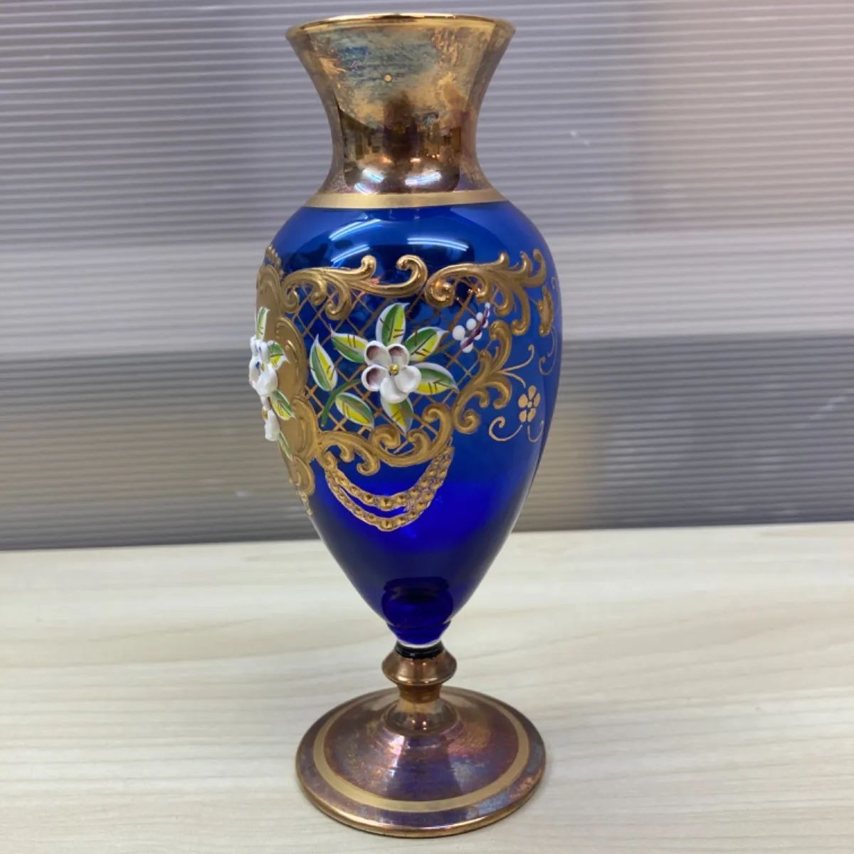 ムラーノガラス　formia 花瓶　フラワーベース　ブルー イタリア ムラーノガラス フラワーベース 51A57