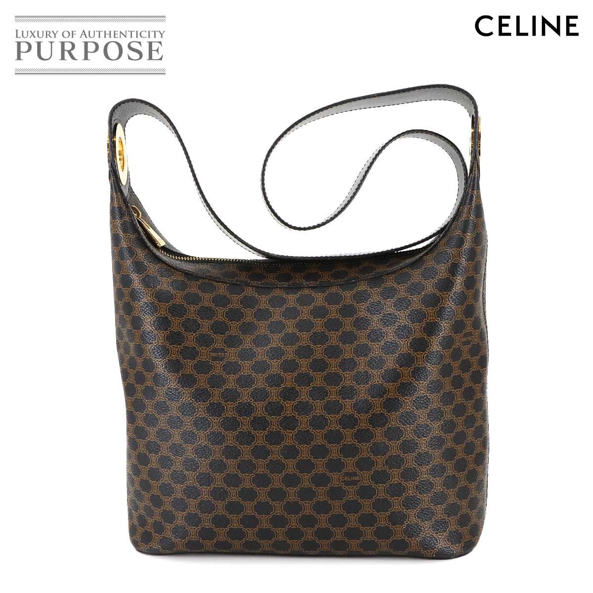 新品同様 セリーヌ CELINE マカダム ショルダー バッグ PVC