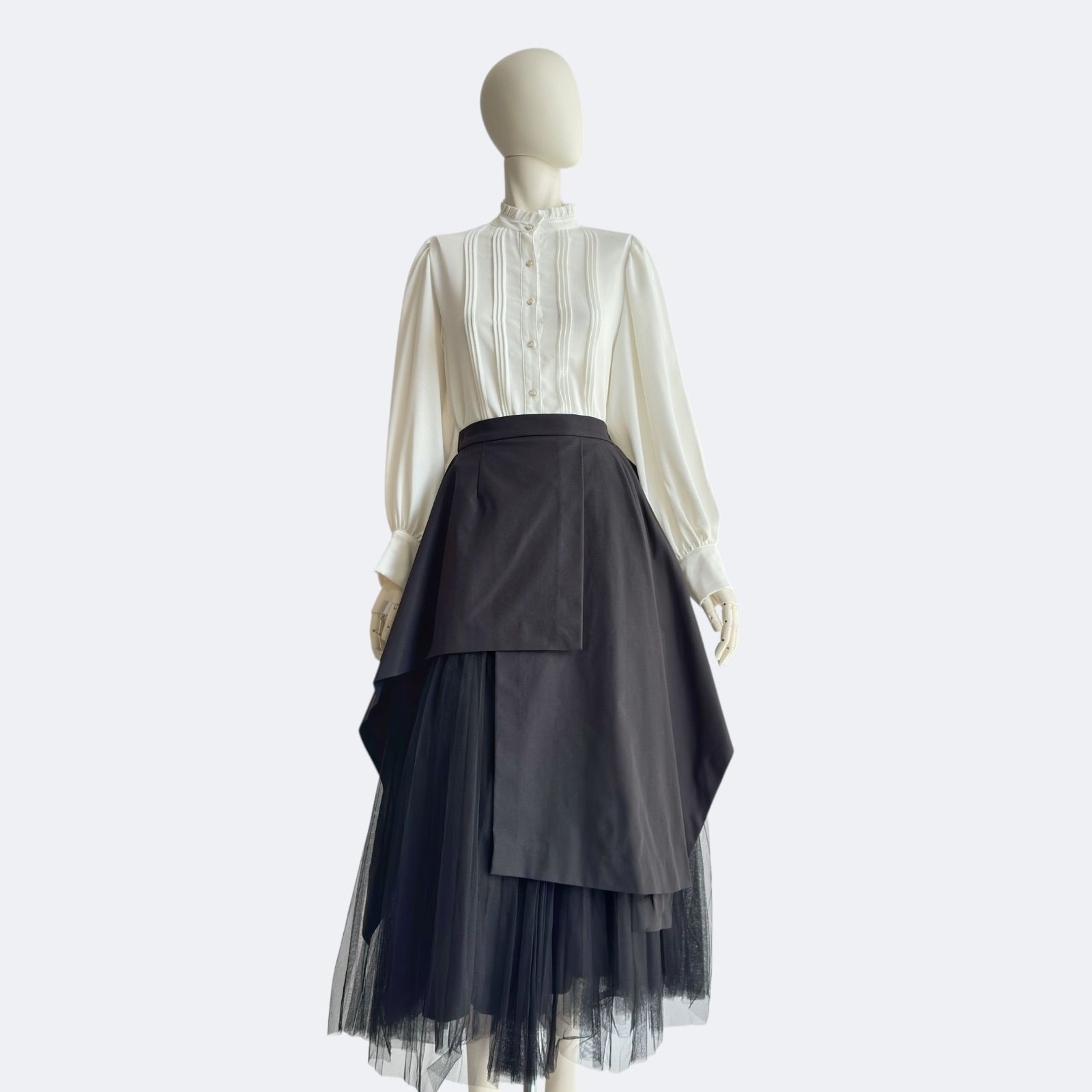AMERI アメリ スカート ブラック チュール ロングスカート BLACK TULLE RAFFLE SKIRT（スカート）｜Ameri（アメリ）の