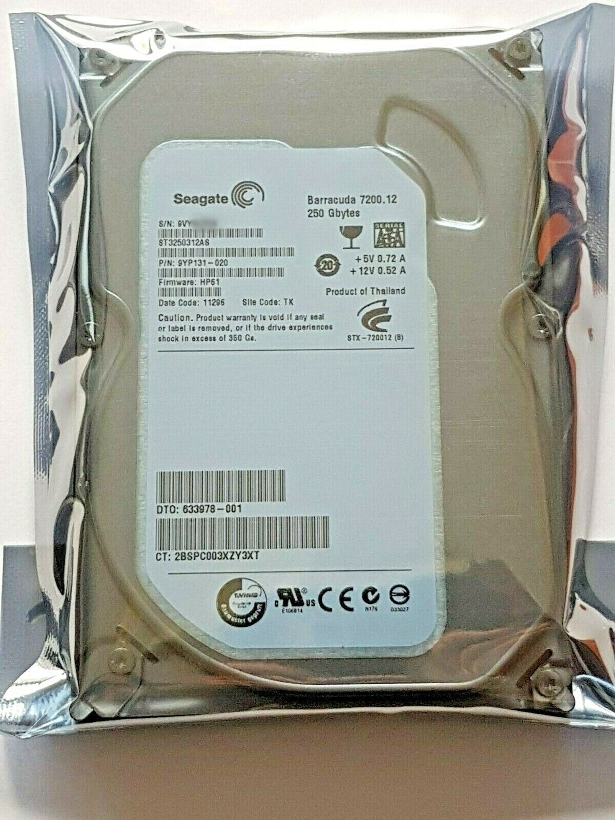 250 GB SATA Seagate Barracuda 7200.12 ST3250312AS FW:HP61 8MB 3.5