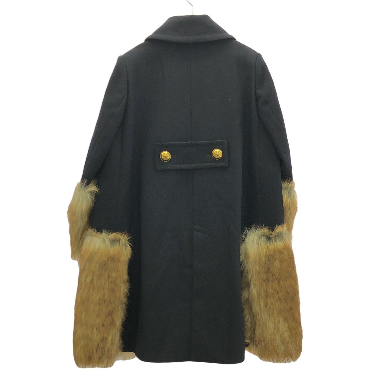 sacai サカイ 17AW フェイクファーメルトンPコート 17-03351 ネイビー