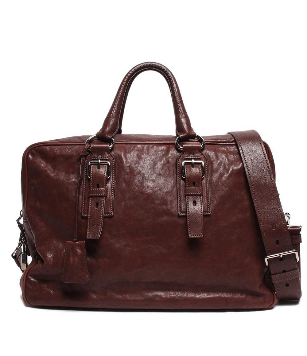 プラダ 2wayレザ―ボストンバッグ シルバー金具 メンズ PRADA