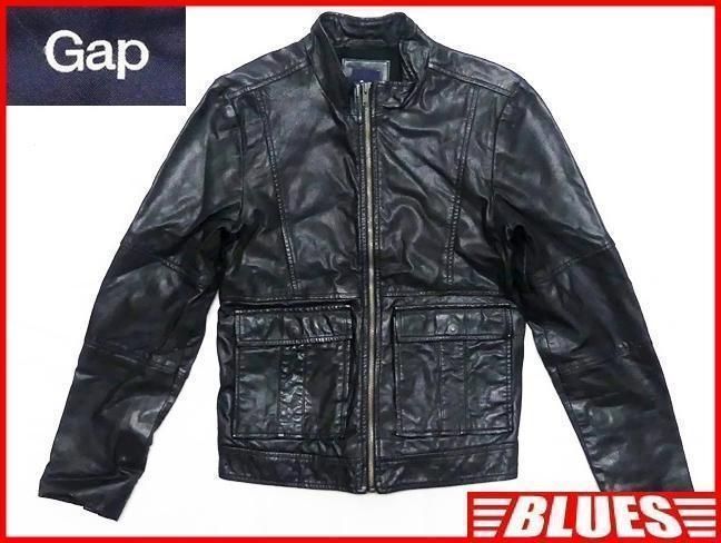 GAP レザーライダースジャケット メンズ XS 黒 シングル 本革