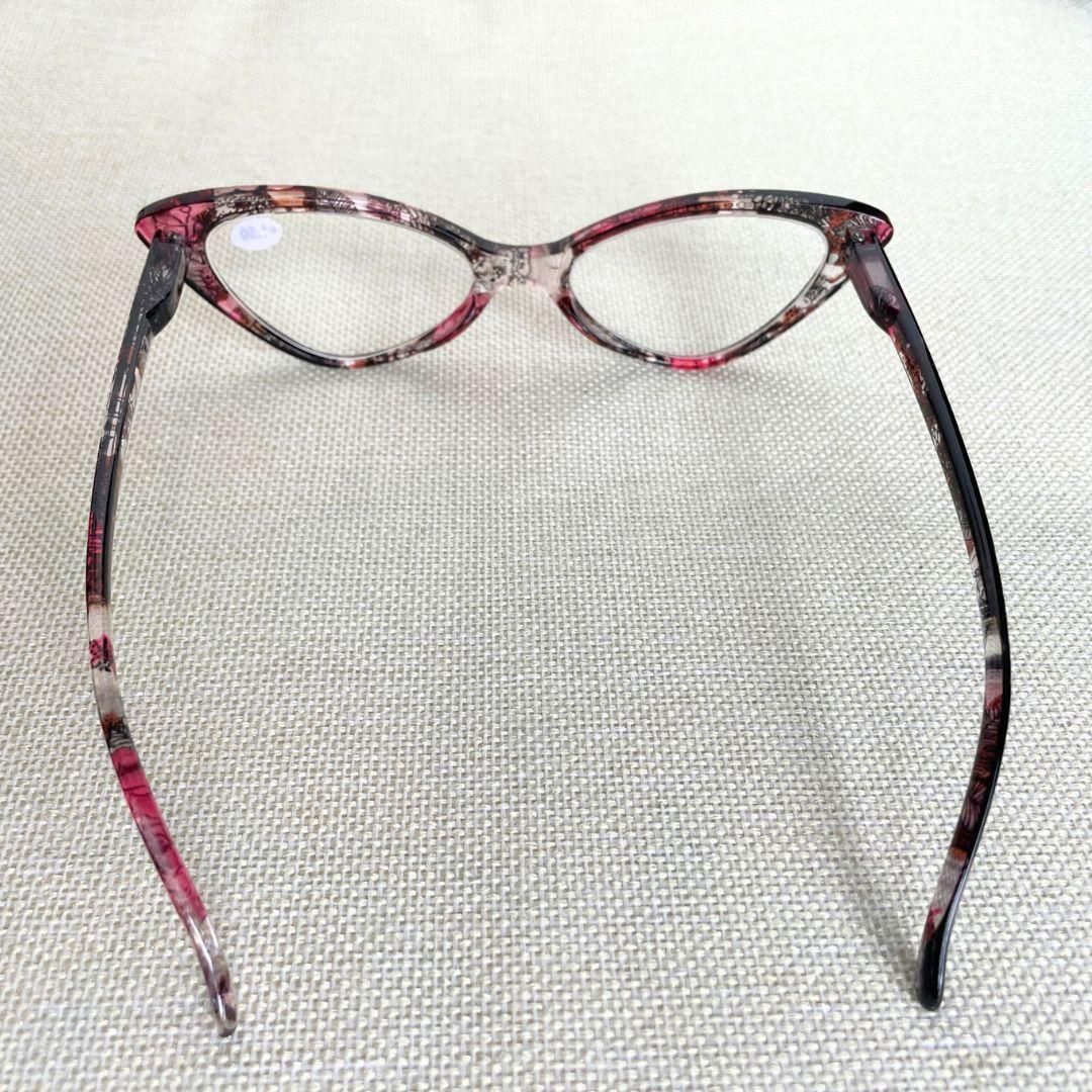 おしゃれ キャッツアイ 老眼鏡 2.0 かわいい 個性的 赤 クリアミックス 