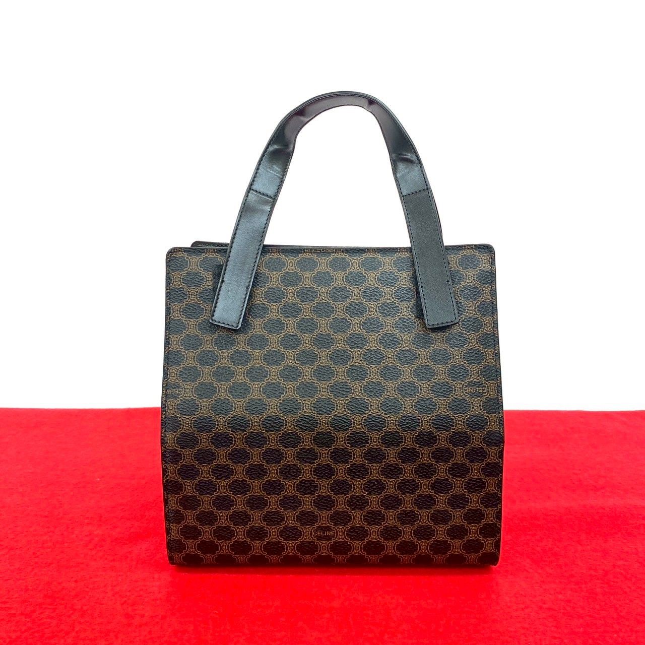 セリーヌ ヴィンテージ ハンドバッグ マカダム ブラック 黒 キャンバス レザー CELINE セリーヌ マカダム ショルダーバッグ ブラック PVC