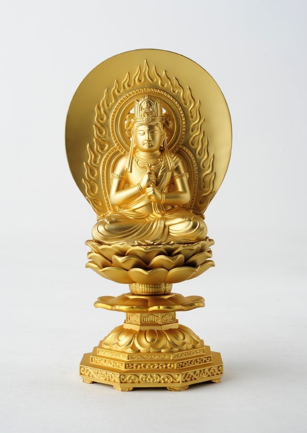 大日如来 - 合金製 純金メッキ仕上げ 総高15.5cm 高岡銅器 仏像