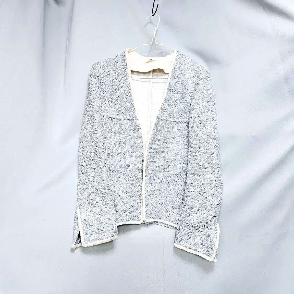 SYSTEM ツイード ノーカラー ジャケット 55