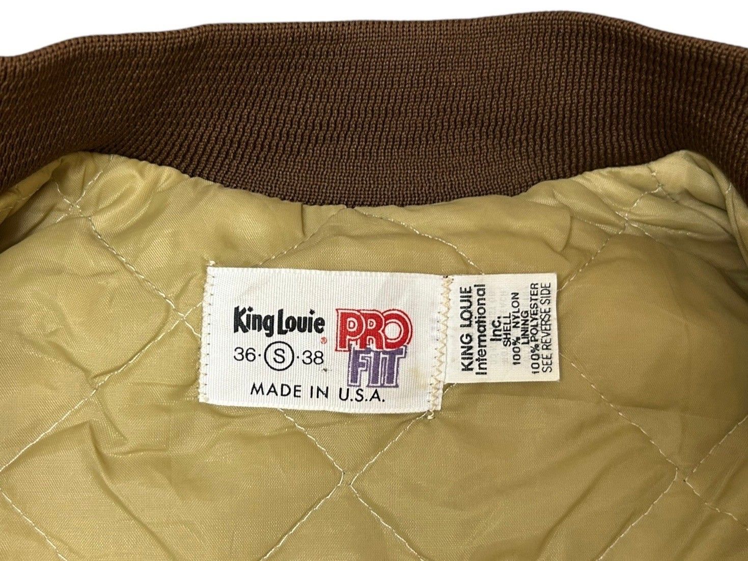 King Louie (キングルイ) 90s USA製 古着 中綿 ナイロンスタジャン 裏 