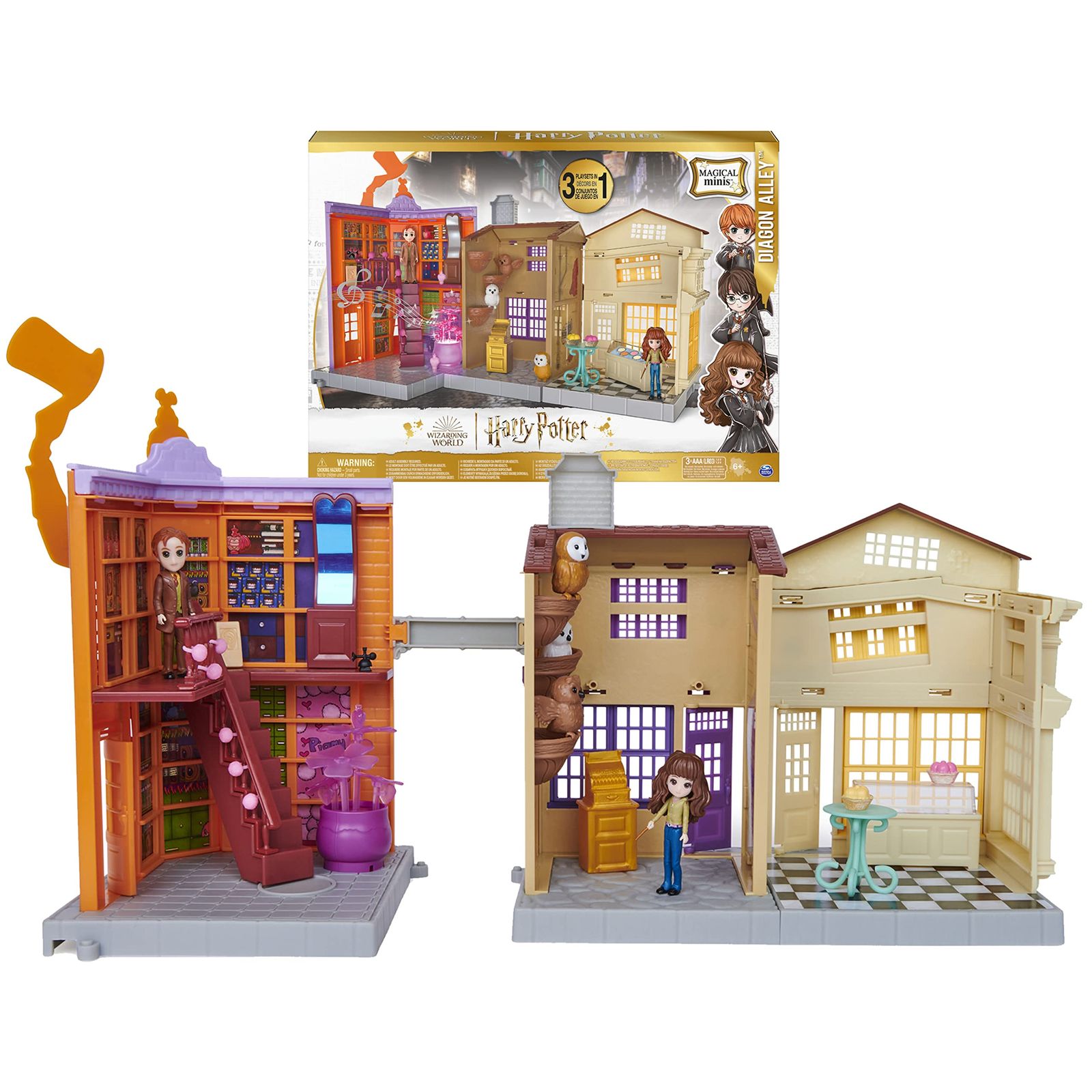 Wizarding World Harry Potter Magical Minis Diagon Alley 3-in-1 Playset with Lights - Sounds 2 Figures 21 Accessories Kids Toy