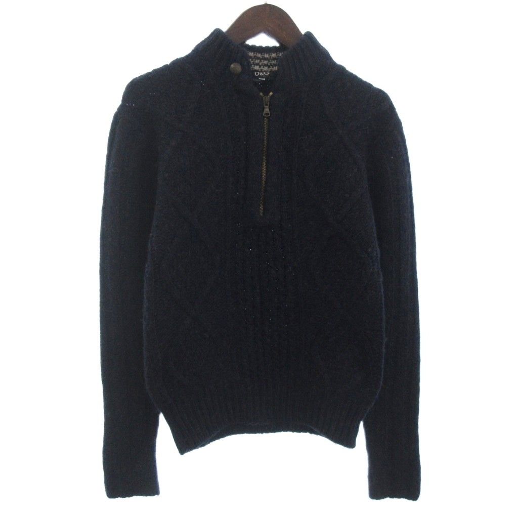 ディー-ジー ドルガバ ドルチェ-ガッバーナ D-G ニット セーター ハーフジップ 長袖 ウール 紺 ネイビー XS ECT