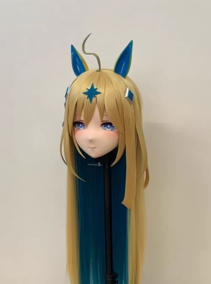 全頭マスク カツラ付き ロック付き NO.274 ドール ヘッドロリータ人形 コスプレ 変身 仮装 着ぐるみ 二次元