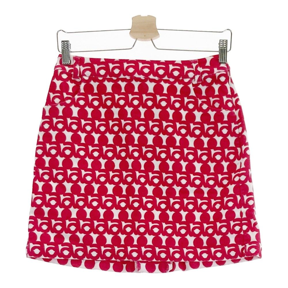 サイズ：38 ARCHIVIO アルチビオ ストレッチスカート ロゴ総柄 レッド