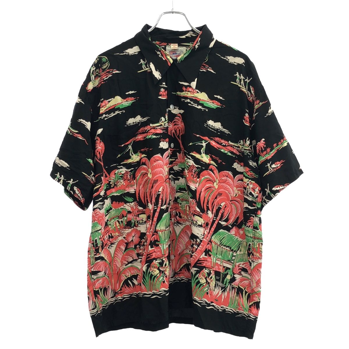 DUKE KAHANAMOKU デューク カハナモク HAWAIIAN VILLAGE アロハシャツ DK39042 ブラック XXL