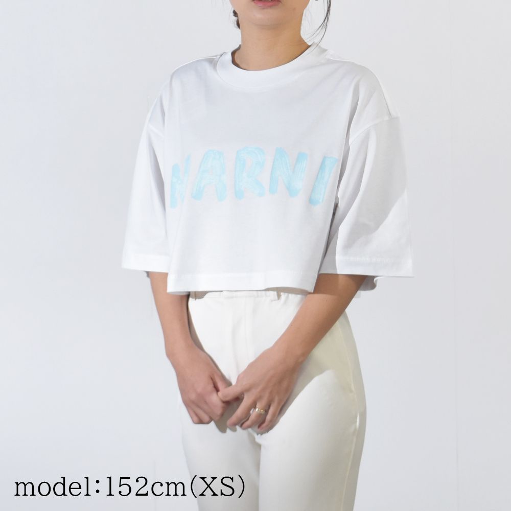 マルニ Tシャツ レディース ロゴ クロップ丈 半袖 ブランド 綿