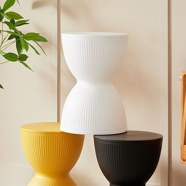 椅子 スツール チェア モダン ミニマリスト プラスチック お洒落 シンプル 砂時計型 ホワイトブラック インテリア